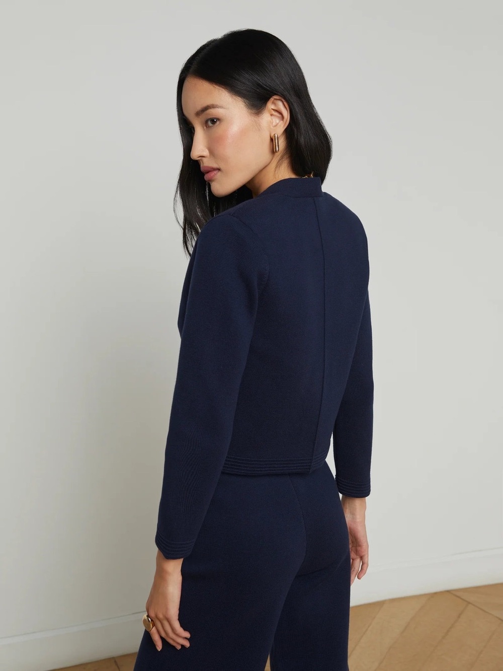 NWT L'Agence Catie Knit Cardigan In Midnight/Gold - Picture 4 of 8
